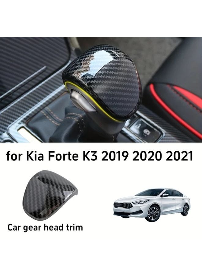 غطافة مقبض ناقل الحركة من ألياف الكربون لسيارة كيا فورتي K3 2019-2023 باللون الأسود - Image 1